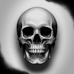 Obraz premium There is a skull with a lower jaw and lower jaw, Black background isolated human skull generative ai