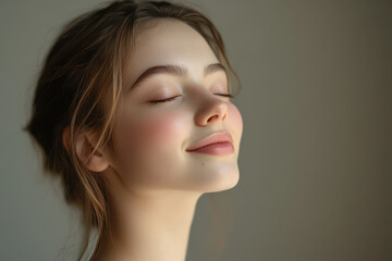 Fototapeta premium A close up of a girl's face with her eyes closed