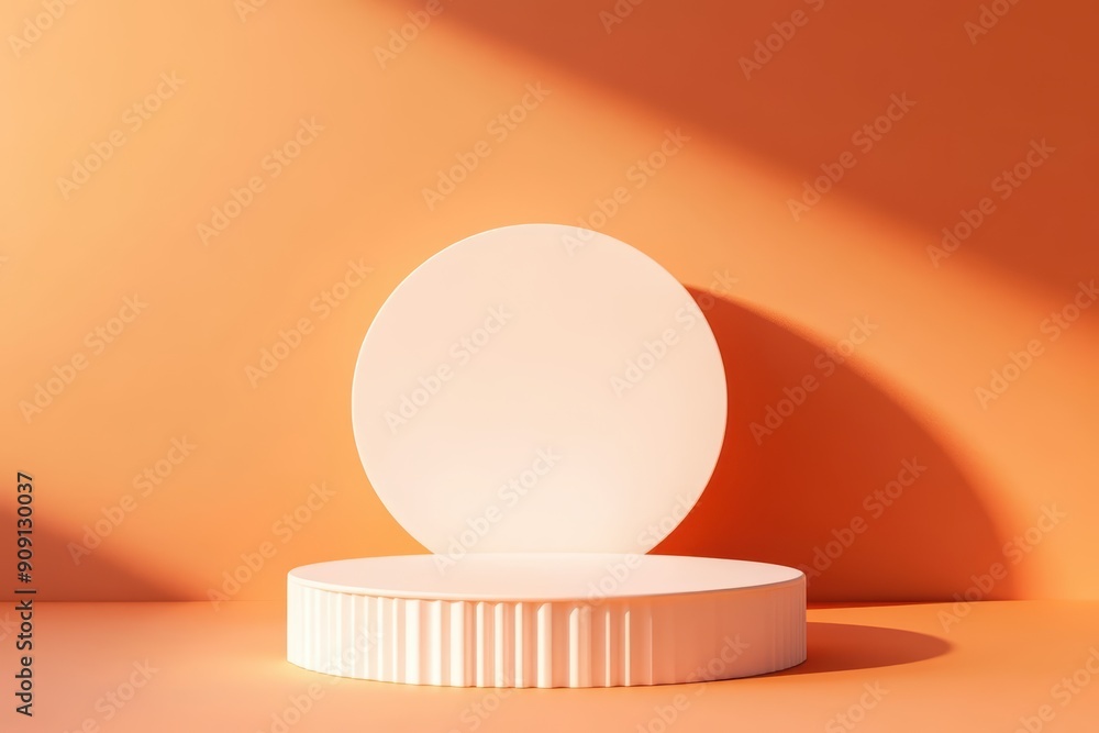 Poster abstract scene background featuring a modern, empty platform for product presentation with a subtle 