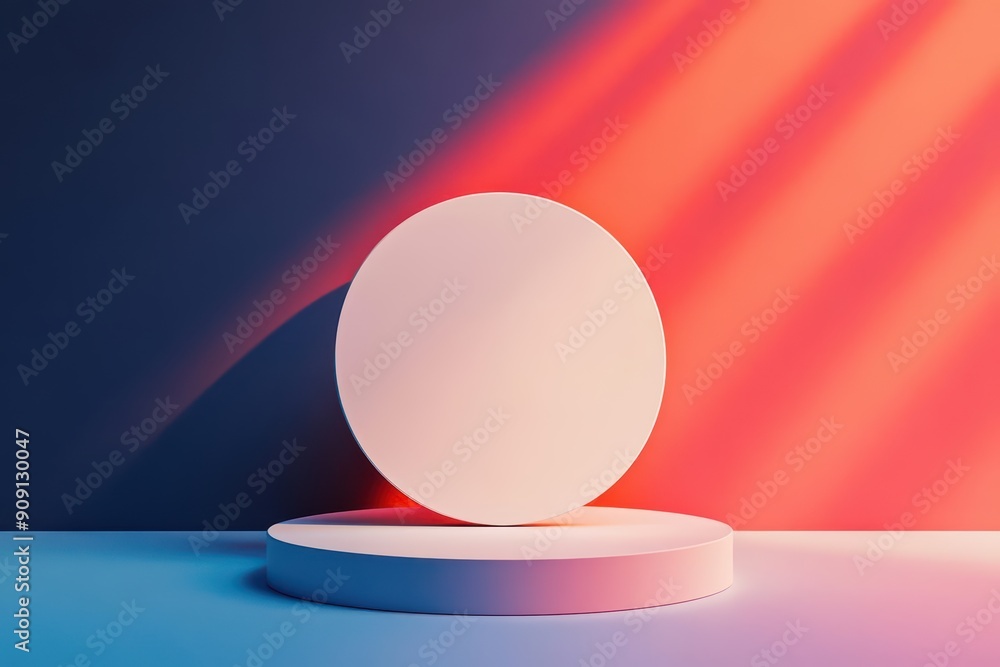 Poster abstract scene background featuring a modern, empty platform for product presentation with a subtle 