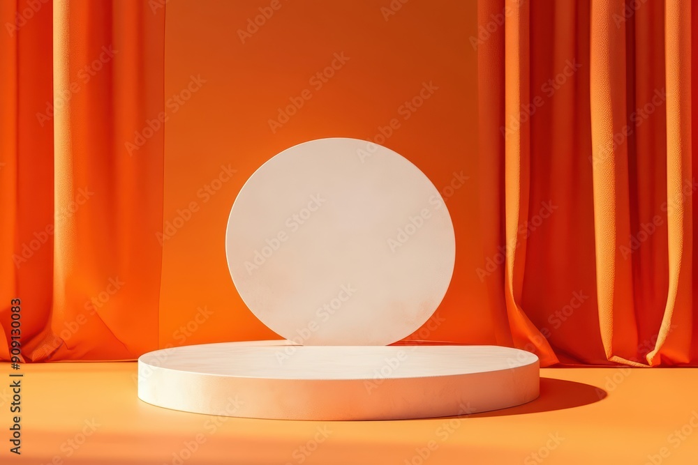 Poster abstract scene background featuring a modern, empty platform for product presentation with a subtle 