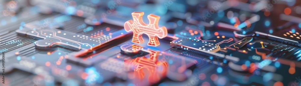 Poster a vibrant macro shot of a circuit board with glowing elements, symbolizing technology and digital in