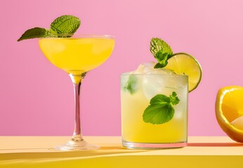Fototapeta premium cocktail with lime and mint