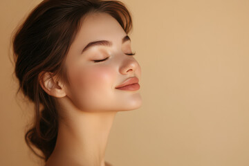 Fototapeta premium A close up of a girl's face with her eyes closed