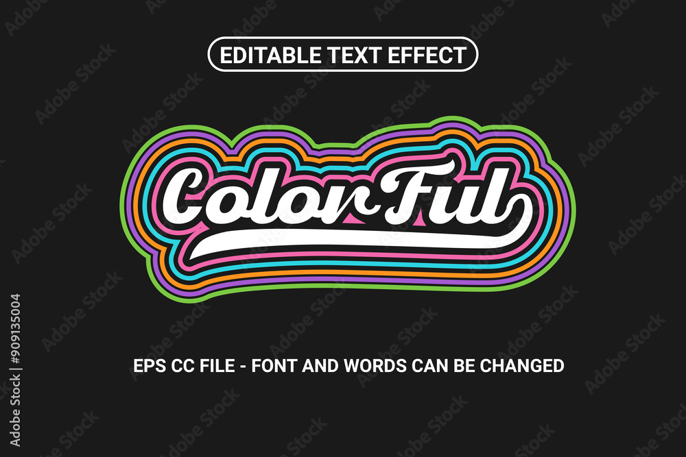 Poster Multiple Strokes editable Text Effect, colorful text with layered color combination style effect