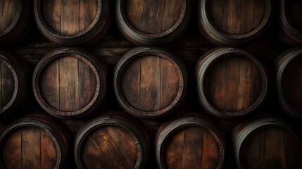 background of wooden barrels