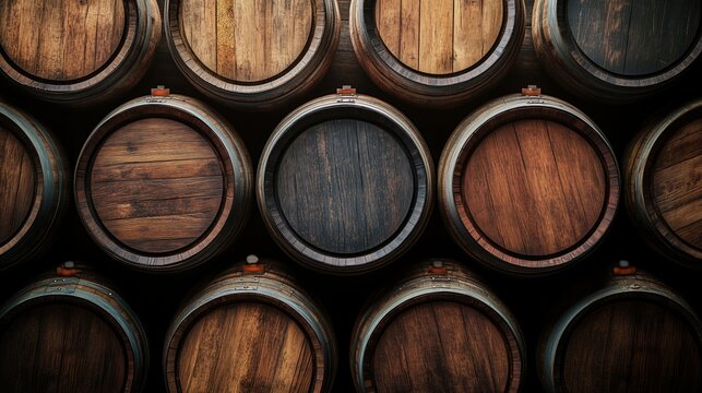background of wooden barrels