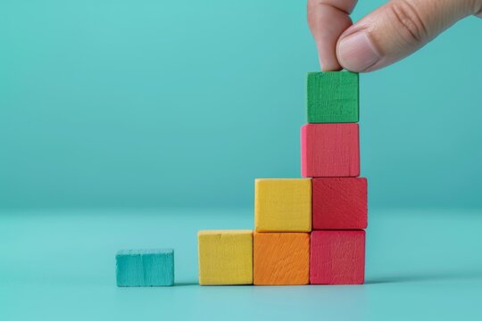 Blocks being stacked up business growth