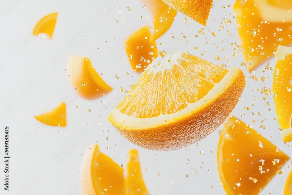 Aufkleber minimal explosion of vibrant oranges, with empty spaces for sunlight filtering through the juicy sli