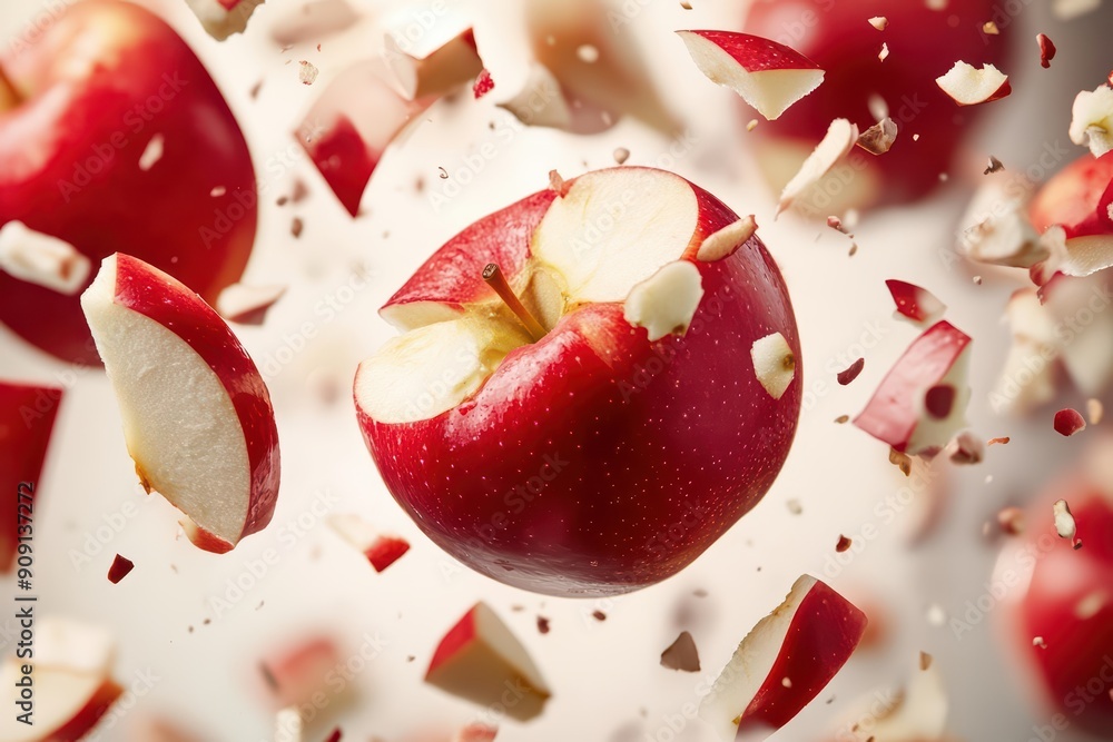 Aufkleber modern bomb explosion of fresh apples, with empty spaces for sunlight filtering through the crisp sl