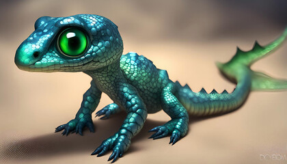 Fototapeta premium baby purple big-eyed lizard