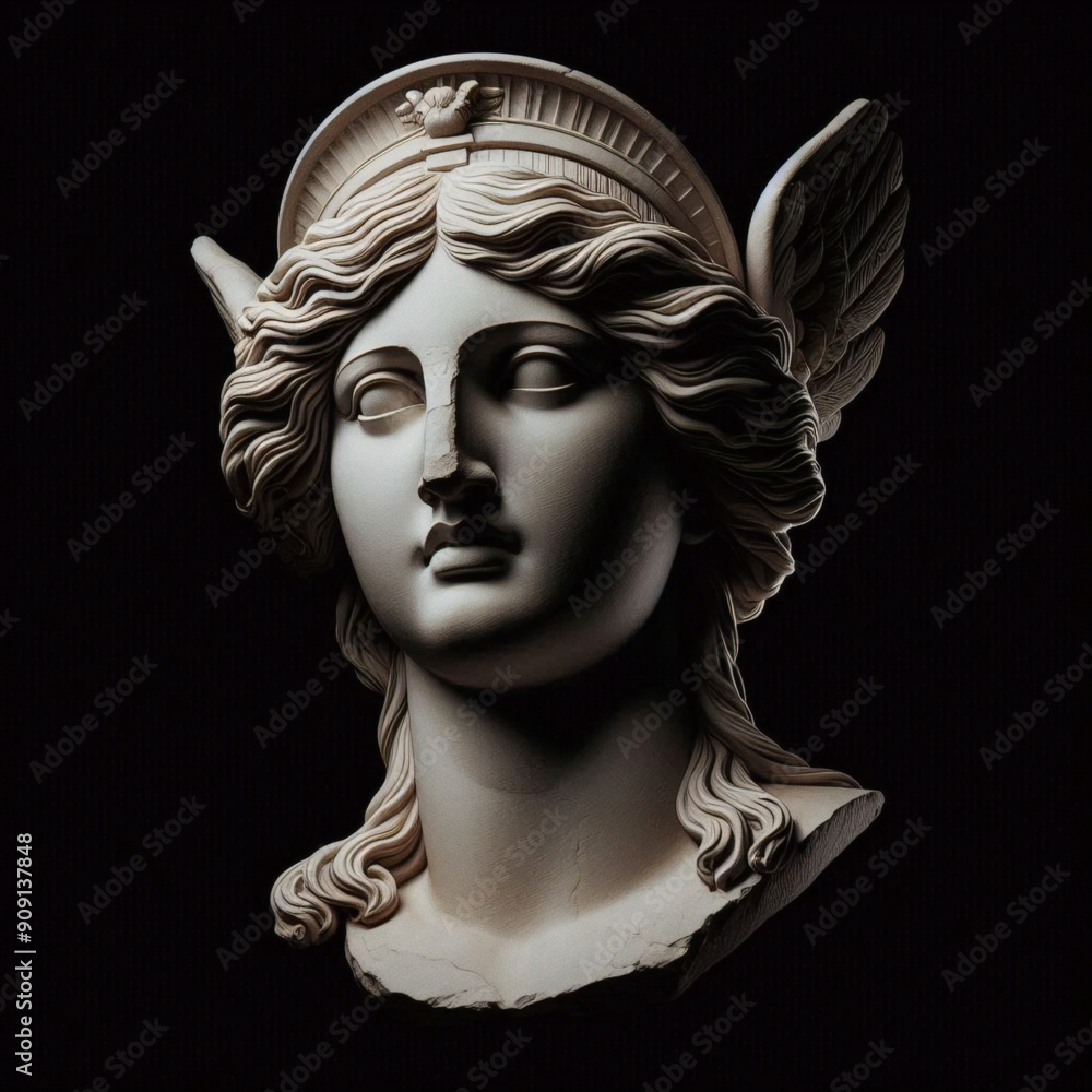 Wall mural illustration of a renaissance marble statue of athena. she is the goddess of wisdom, warfare, and ha