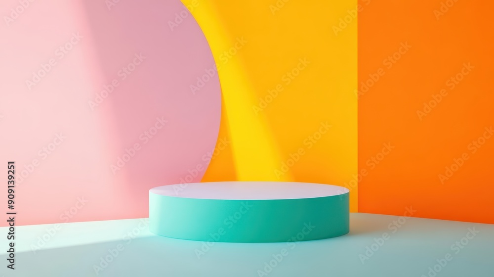Poster the colorful abstract scene background adds vibrancy to the empty pedestal