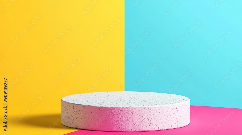 Poster the colorful abstract scene background adds vibrancy to the empty pedestal