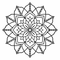 Obraz premium Mandala line art element pattern graphic design for coloring, greeting card, sticker, tattoo, yoga design, wallpaper