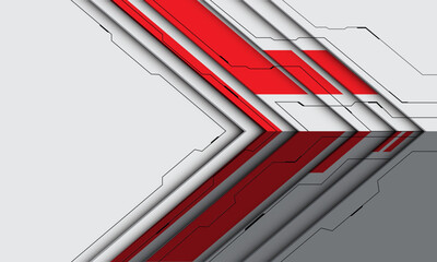 Abstract red arrow grey shadow direction black line cyber geometric on white blank space design modern futuristic technology background vector