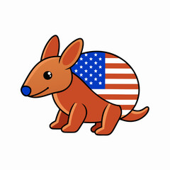 Aardvark in a realistic style  with a US flag