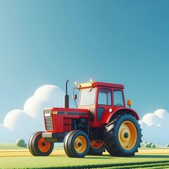 Fototapeta premium red tractor on a field