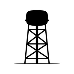 Water tower icon. Black silhouette. Side front view. Vector simple flat graphic illustration. Isolated object on white background. Isolate.