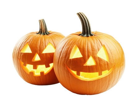 Halloween pumpkin jack o lanterns isolated on transparent background