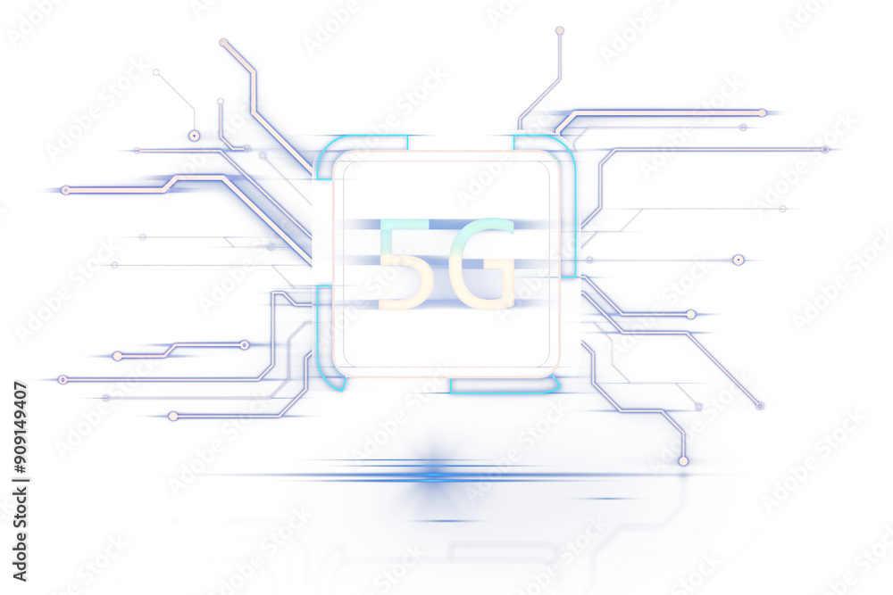 Aufkleber 5g technology sign with abstract electronic circuit design on a white background. modern, futuristic