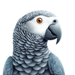 Obraz premium A grey and white parrot with an orange beak and eye