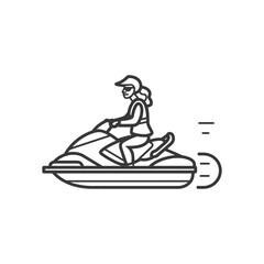 Woman Jet Skiing: Line Art Illustration of Watercraft Speed