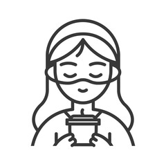 Fototapeta premium Woman with eyes closed holding a cup of coffee