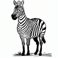 Fototapeta premium Cartoon of a Zebra children coloring book page 