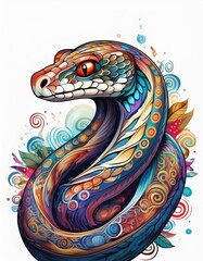 Obraz premium Psychadelic theme Snake. Spirit Animal Totem. snake Chinese Zodiac Sign, Symbol of Chinese new year.