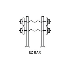 EZ Bar Icon: Strength Training and Gym Fitness Equipment Symbol.