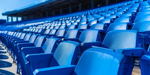 Fototapeta premium A blue stadium full of empty chairs