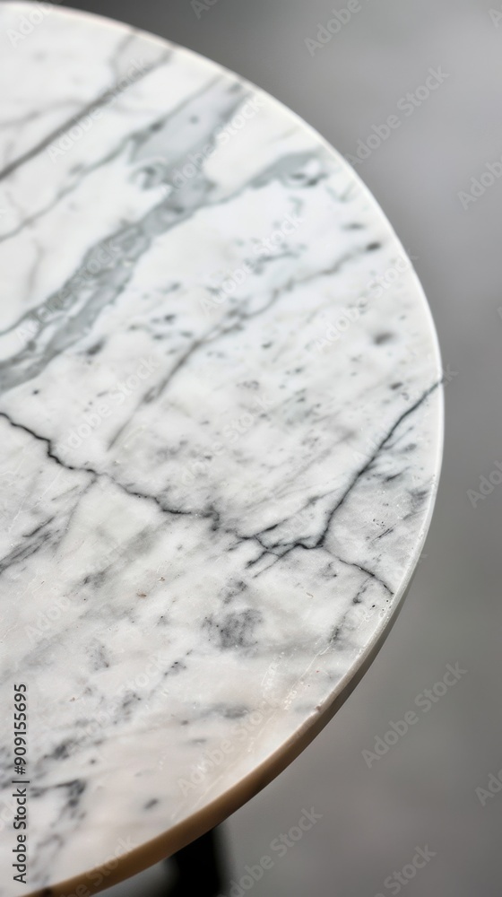 Poster closeup empty big white marble table close up top view with dark corner down of the table