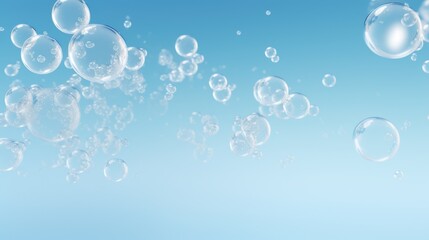 A serene image of floating bubbles against a gradient blue sky, conveying a sense of lightness and tranquility.