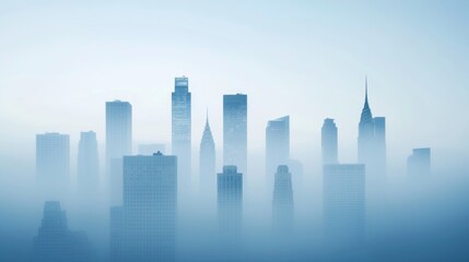 Naklejka premium Isolated city skyline with smog and pollution, representing urban impact on climate change 