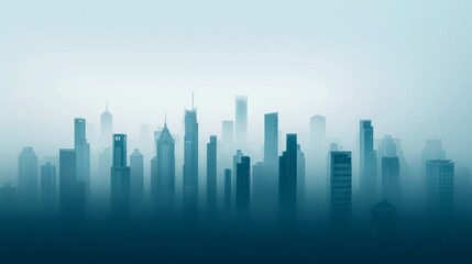 Isolated city skyline with smog and pollution, representing urban impact on climate change 