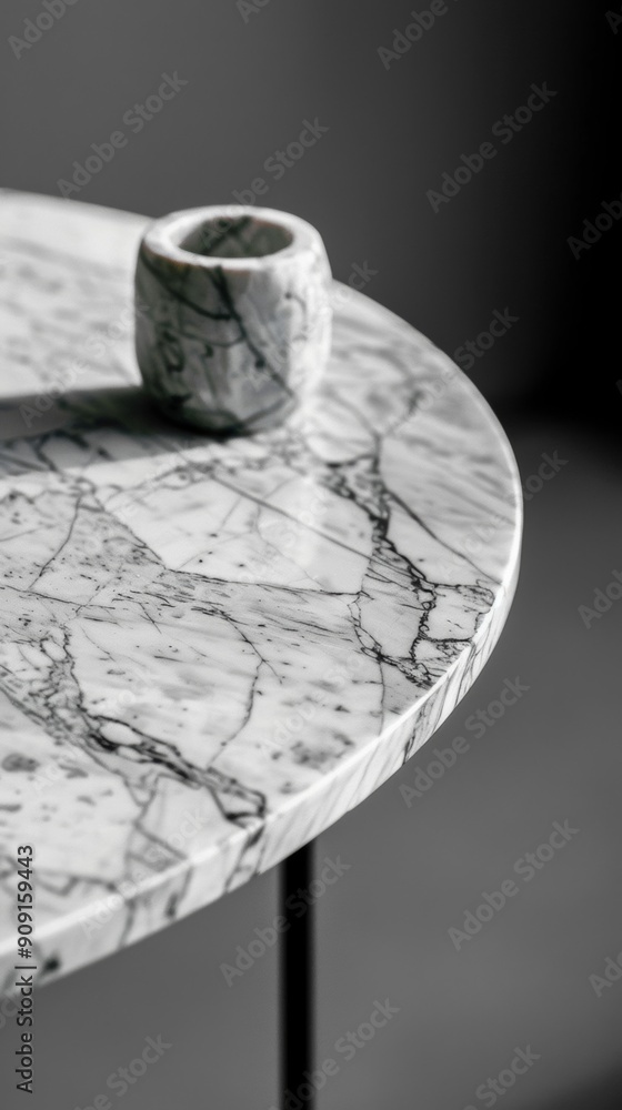 Poster marble table top view with dark corner down of the table