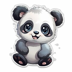 Obraz premium An adorable panda with big eyes, great for kid-friendly products and commercial uses.