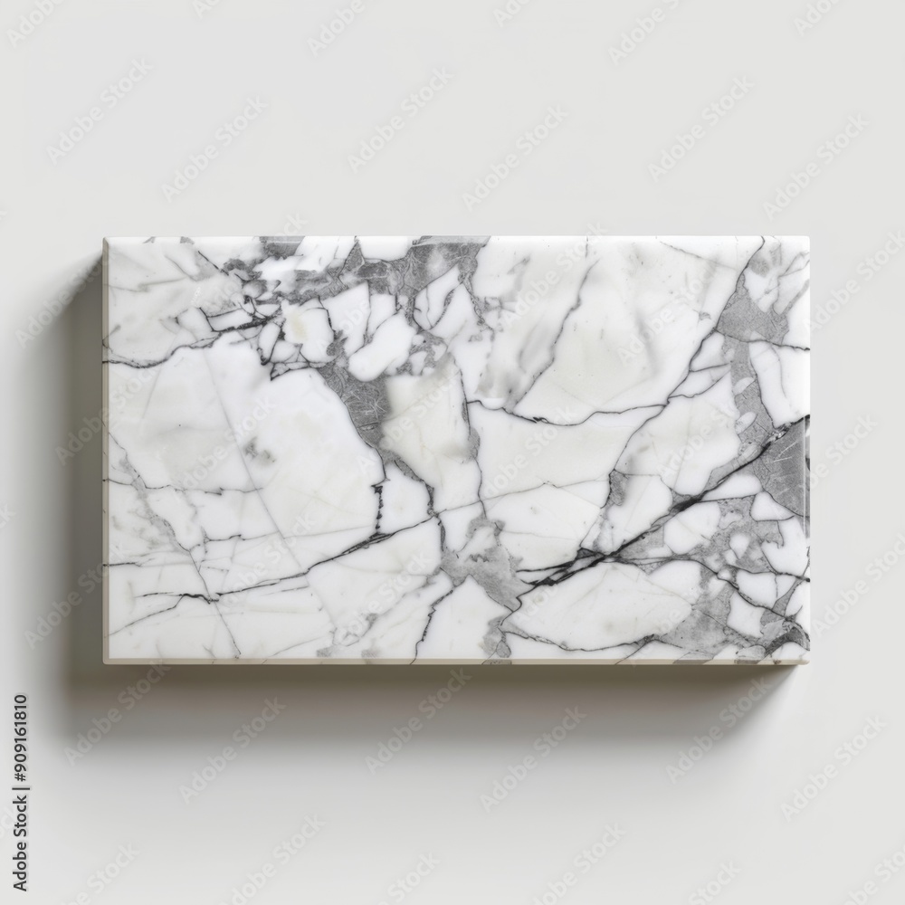 Poster white marble rectangular table edge top view