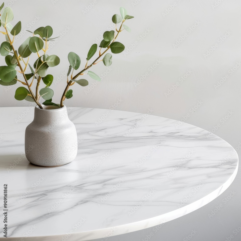 Poster white marble rectangular table edge top view