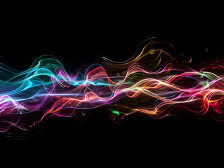 Colorful Motion on Black Background, Generative AI Illustration