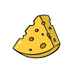 Cheese cartoon style icon hand drawn isolated illustration