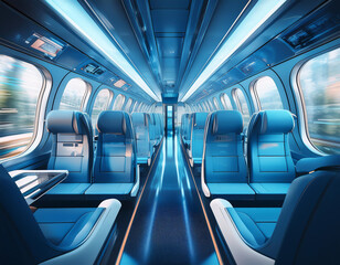 Obraz premium Modern High-Speed Train Interior with Advanced Technology