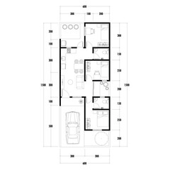 Floor plan blueprint, Figure of the jotting sketch of the construction and the industrial skeleton of the structure and dimensions. vector eps 10.