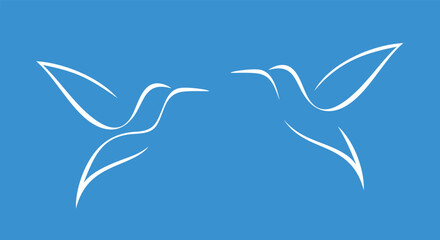 Hummingbird logo. Isolated hummingbird on white background. Outline