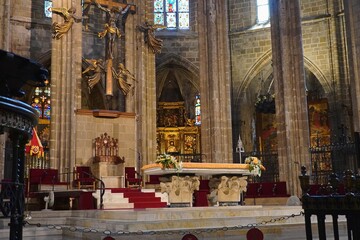 The high altar of the Barcelona Cathedral of the Holy Cross and Saint Eulalia