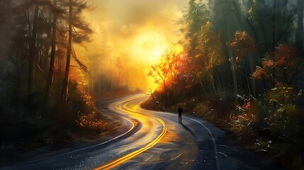 Obraz premium A lone traveller walks 