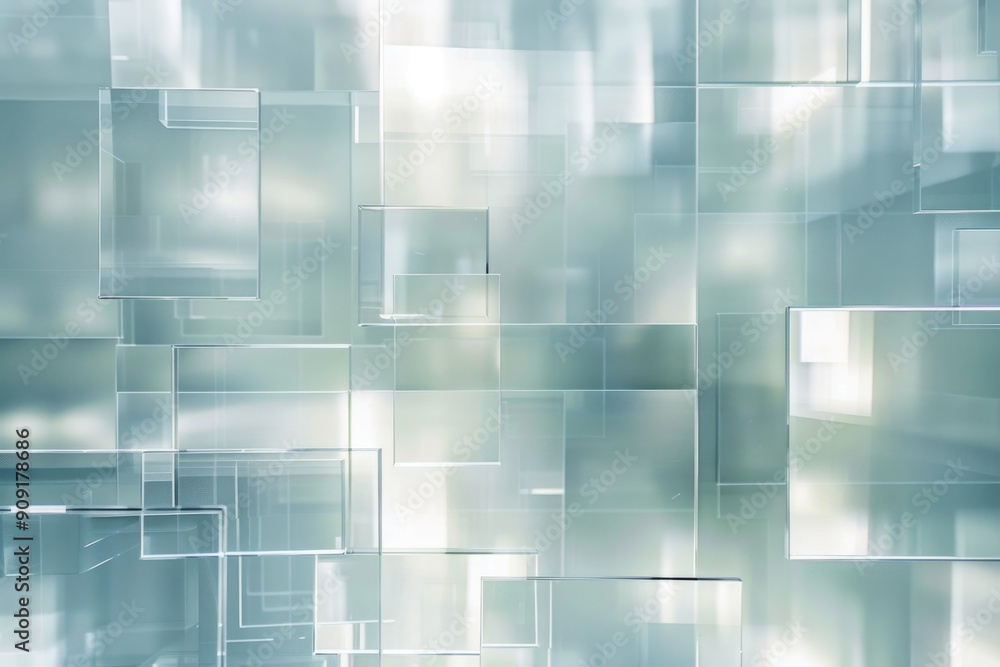 Poster Abstract architecture image featuring a structure composed of glass blocks