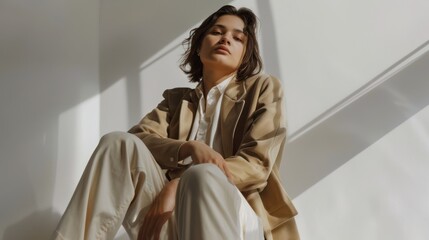 Young adult model posing for a fashion photoshoot