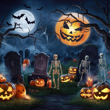 halloween background with pumpkins